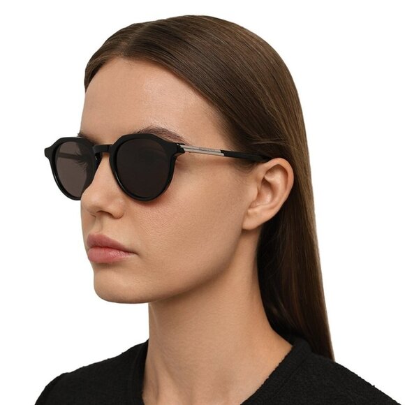 NWT BOTTEGA VENETA SUNGLASSES UNISEX BLACK ROUND EYEWEAR main image 4